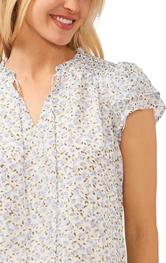 Flutter Sleeve Floral Print Top | Nordstrom