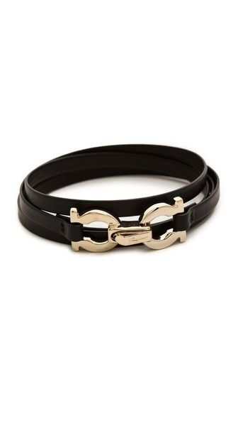 Salvatore Ferragamo Gancini Slim Wrap Bracelet - Nero/Oro | Shopbop