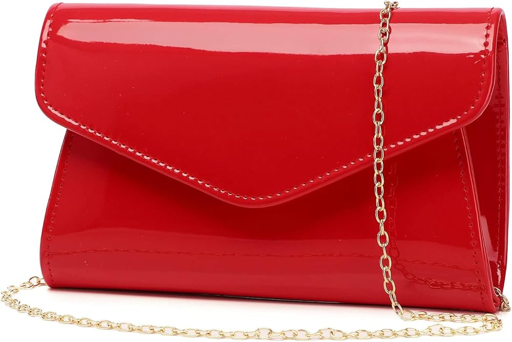 Patent Leather Envelope Clutch Womens Evening Handbag Stylish Shoulder Bag Purse for Christmas We... | Amazon (US)