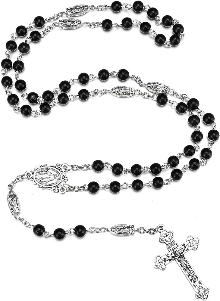 Rnivida Catholic Beads Rosary Necklace with Jesus Crucifix, Miraculous Medal Rosary Prayer Gifts ... | Amazon (US)