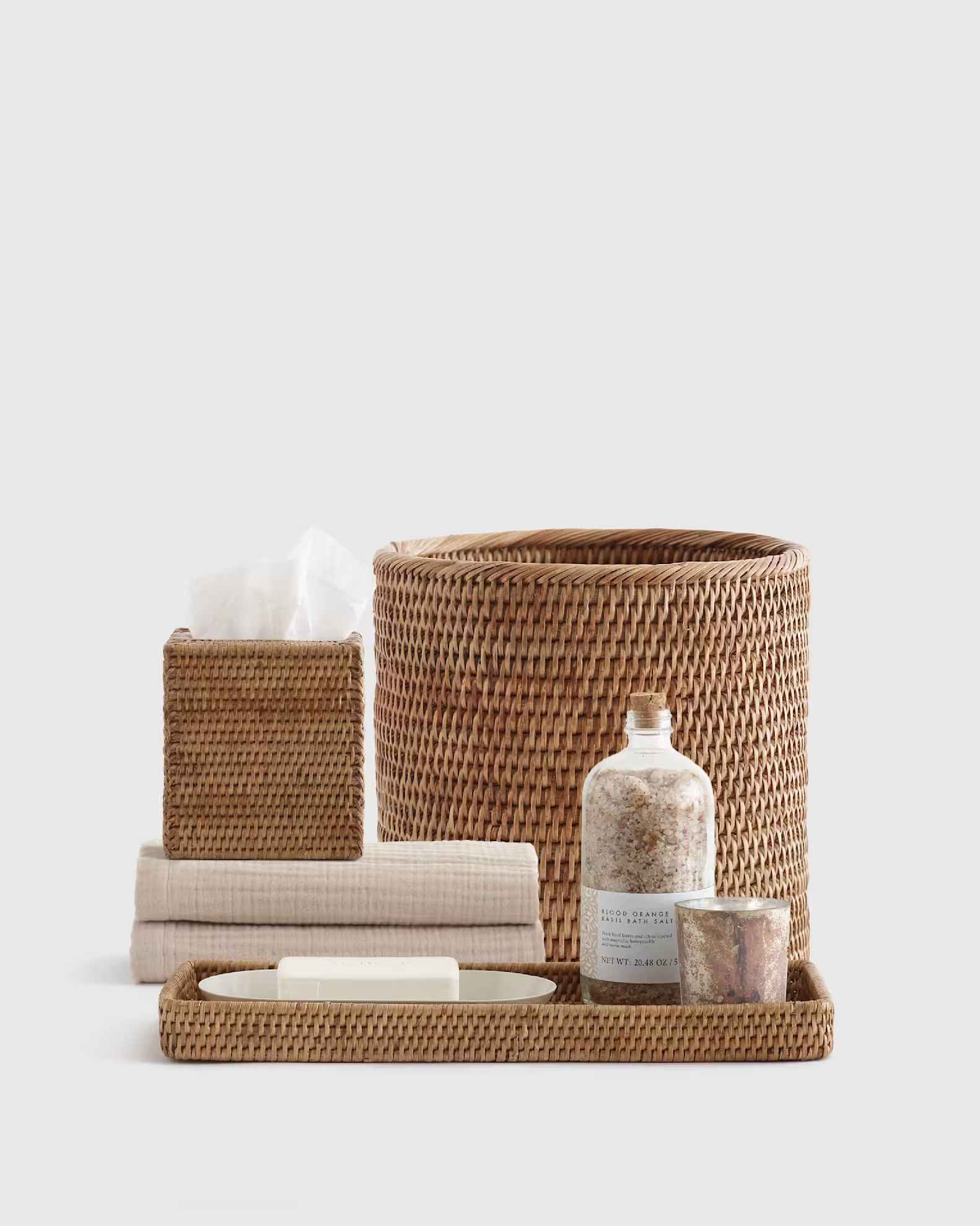 Rattan Bathroom Accessory Set in Honey | Quince