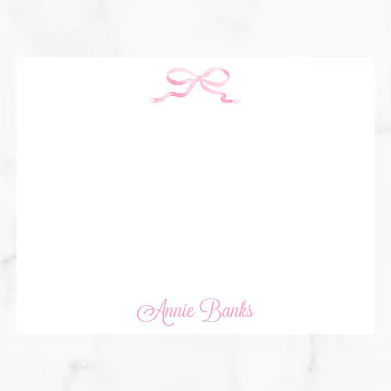 Read the full title
    Pink bow personalized notecards | Etsy (US)