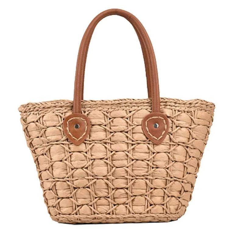 Straw Bag for Women Summer Beach Bag Cute Handwoven Hobo Handbag Corn Raffia Top Handle Bag Vacat... | Walmart (US)