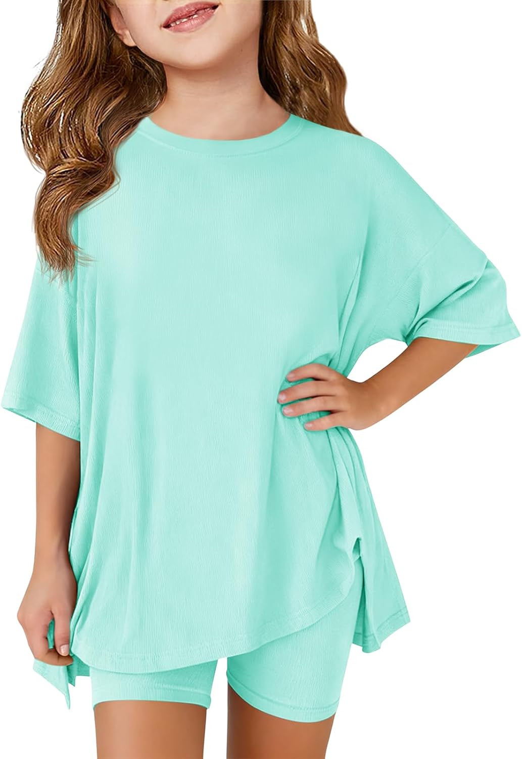 Haloumoning Girls Summer Lounge Set Oversized 2 Piece Clothing Sets | Amazon (US)