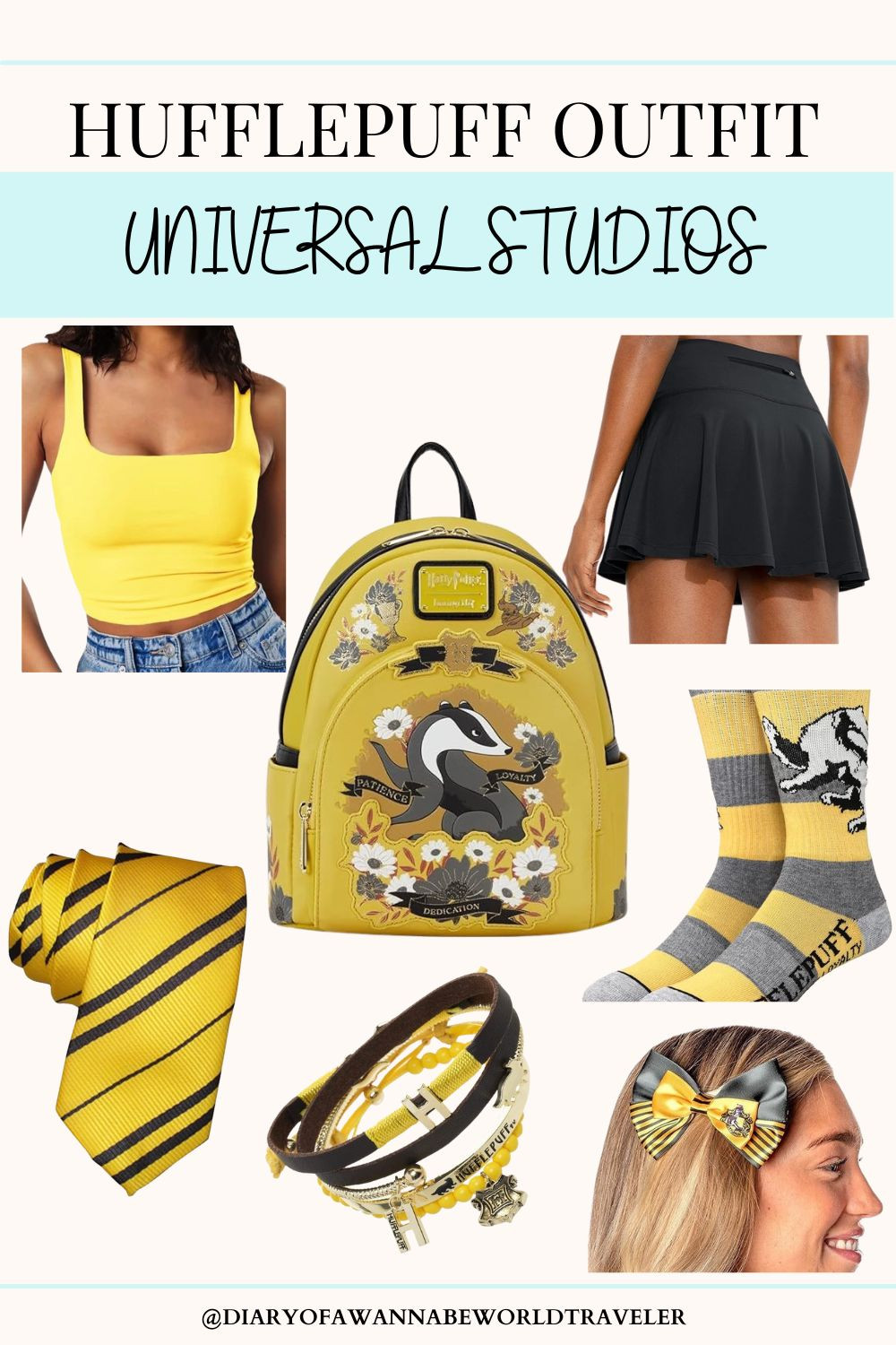 Hufflepuff-themed Universal Studios Outfit. Show off your Hufflepuff spirit with this outfit complete with Hufflepuff accessories. 

 #LTKSeasonal #LTKFindsUnder100 #LTKTravel