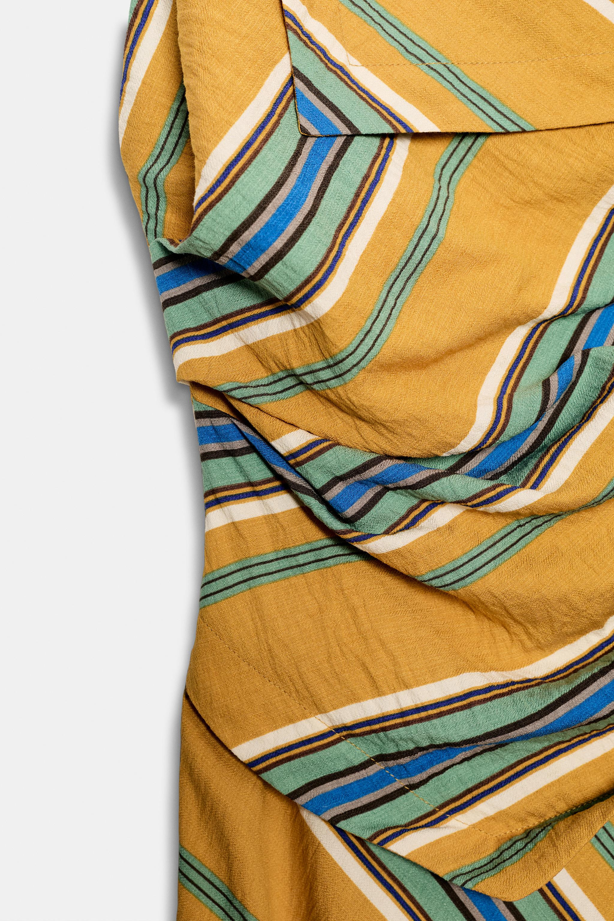 ASYMMETRIC STRIPED MIDI DRESS | Zara US