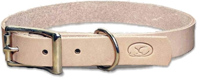 sleepy pup Full Grain Thick Leather Dog Collar (Medium: 14"-18", Natural) | Amazon (US)