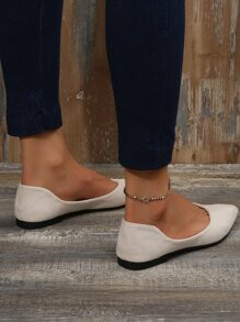 HomeShoesWomen ShoesWomen FlatsSuedette Minimalist Point Toe Ballet Flats | SHEIN