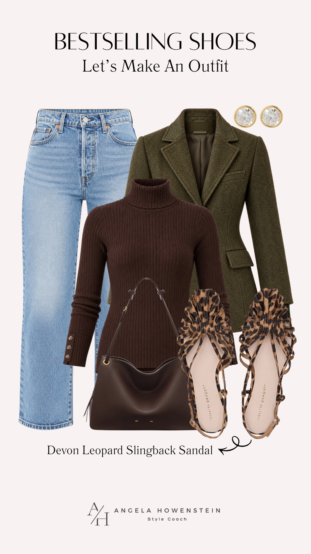 These bestselling leopard slingbacks are the statement piece this fall outfit needed! I love them with the chocolate brown turtleneck, olive blazer, and light-wash denim, they add just the right amount of personality.

👩‍💻 LTK PRO TIPS
❤️ Heart = Support my posts ;-)
🔖 Save = Get sale & restock alerts for the things you love!
📋 Lists = Keep favorites organized (List ideas: Christmas, Birthdays, and Vacations!)
📲 Share = Send lists and products to a friend (or your daughters like me).
💬 Comment = Ask me anything, and I’ll answer. ;-) 

 #LTKootd #LTKSeasonal #LTKOver40
