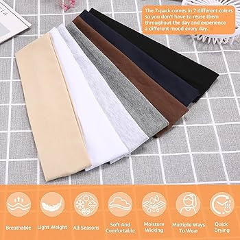 Headbands for Women, Stretchy Non Slip Soft Cotton Cloth Hair Bands for Sports, Workout, Yoga and... | Amazon (US)