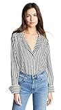 PAIGE Women's Elora Shirt, White/Black Stripe, S | Amazon (US)