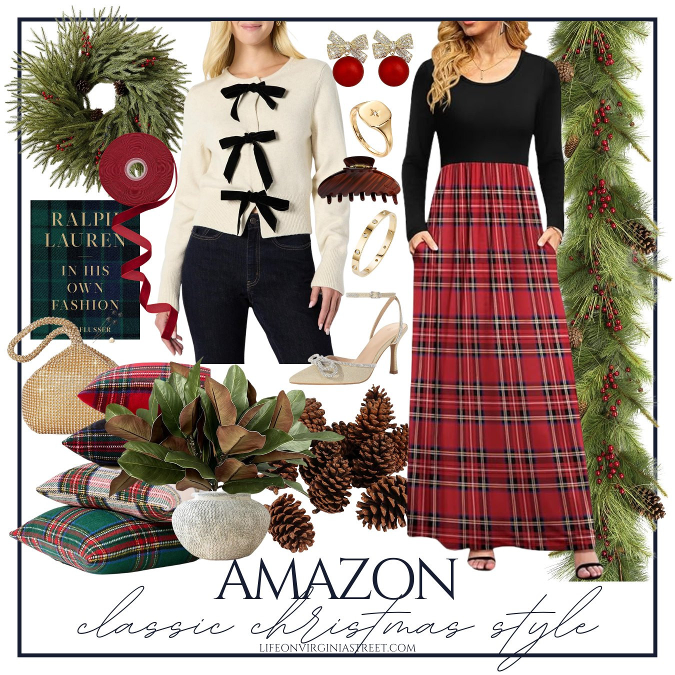 Amazon classic Christmas decor and outfit ideas! Get the Ralph Lauren Christmas vibes on an Amazon budget! #ltkholiday #ltkhome #ltkfindsunder50 #ltkfindsunder100 #Ltkover40 #ltkmidsize #ltksalealert #ltkseasonal #ltkshoecrush  

 #LTKCyberWeek #LTKHoliday #LTKHome