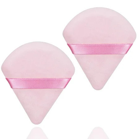 2 Pcs Triangle Makeup Powder Puff for Face Powder Soft Triangle Velour Powder Puff Reusable Triangle Powder Pad Pressed Applicator for Under Eyes and Face Corners Loose Setting Powder (Pink+Pink) | Walmart (US)