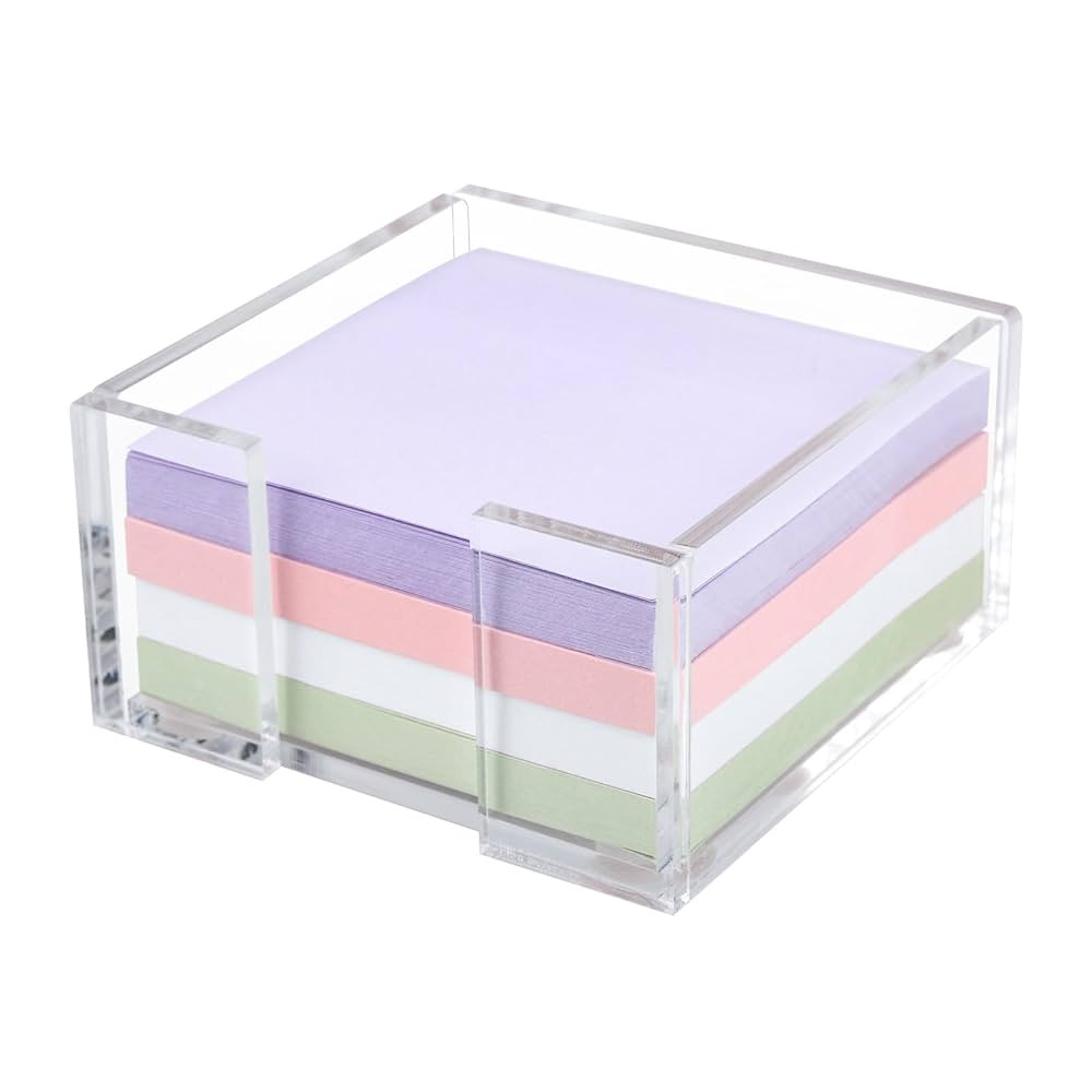 Acrylic Sticky Note Holder, 3 x 3 Crystal Clear Acrylic Notepad Holder Sticky Note Dispenser for ... | Amazon (US)