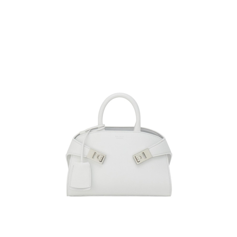 Ferragamo Ladies Mini Hug Leather Handbag In White | Jomashop.com & JomaDeals.com