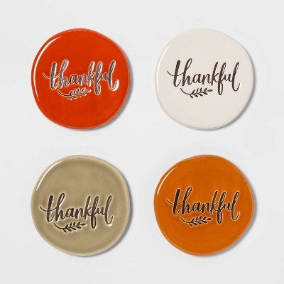 4pk Stoneware Thankful Coasters - Threshold™ | Target