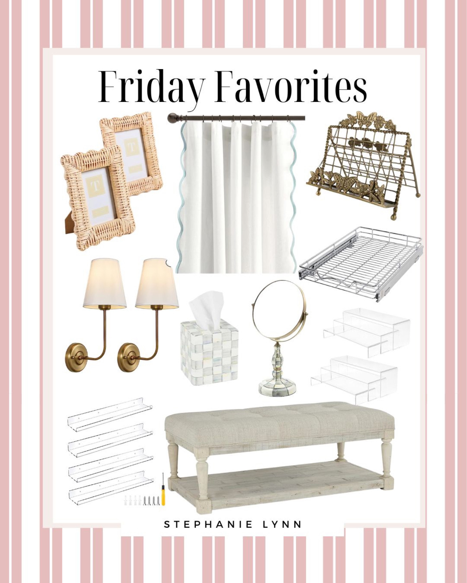 This weeks Friday Favorites there is many amazon finds! Scalloped curtains, the coffee I’m going to order, affordable sconces that looks like a dupe to some of visual comfort sconces, rattan pictures frames, some organizing products that I bought this week getting ready for baby, and a couple really great Mackenzie Childs barn sale finds! I hope you have a great weekend! Mackenzie-Child’s 

#LTKsalealert #LTKfamily #LTKhome