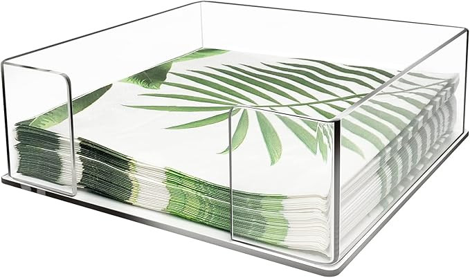 Acrylic Napkin Holder, Square Napkins Holder for Cocktail Table and Kitchen, Table Top Napkin Dis... | Amazon (US)