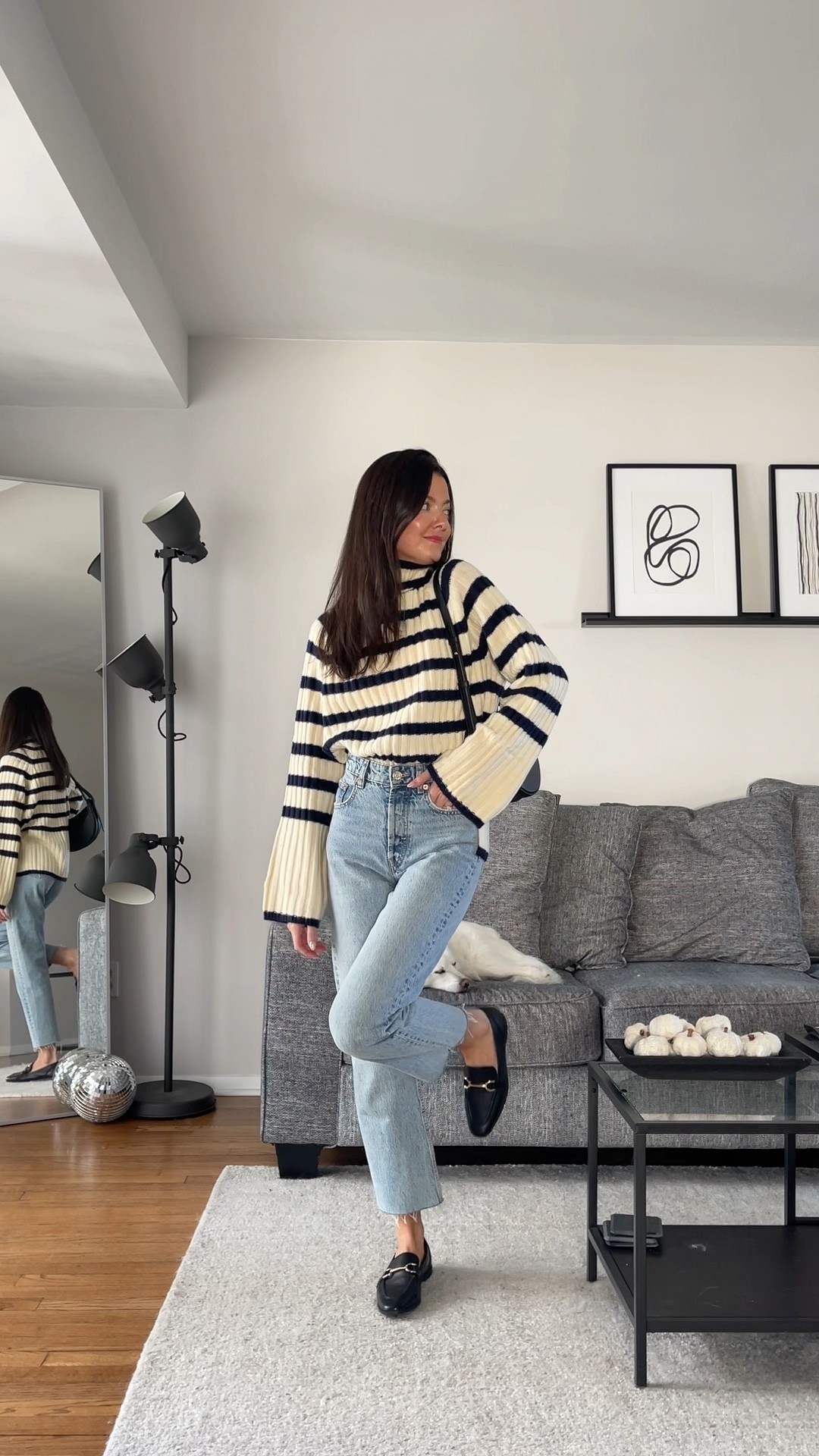 Fall outfit :) the stripes on this sweater are navy blue, not black! Jeans are Zara Mom jeans 

#LTKshoecrush #LTKunder100 #LTKSeasonal