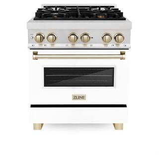 ZLINE Kitchen and Bath Autograph Edition 30 in. 4 Burner Dual Fuel Range in Fingerprint Resistant... | The Home Depot