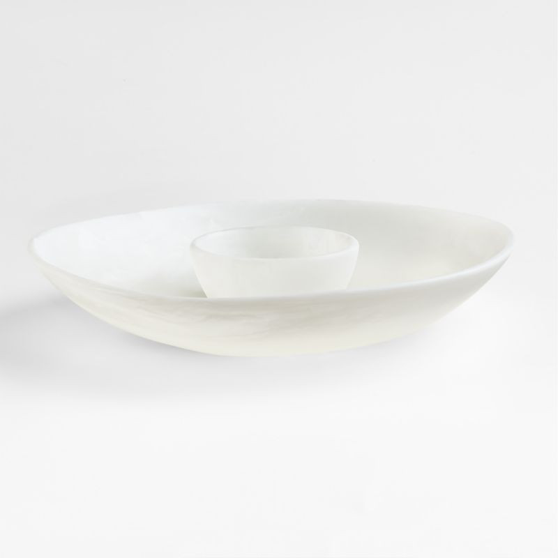Naya White Resin Chip and Dip Bowl | Crate & Barrel | Crate & Barrel