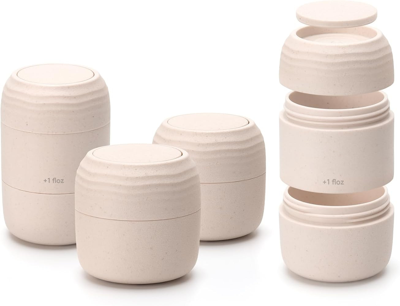 Lotour Refillable PLA Travel Jars, Containers, Beige 4 Pack 1oz & 2oz | Amazon (US)
