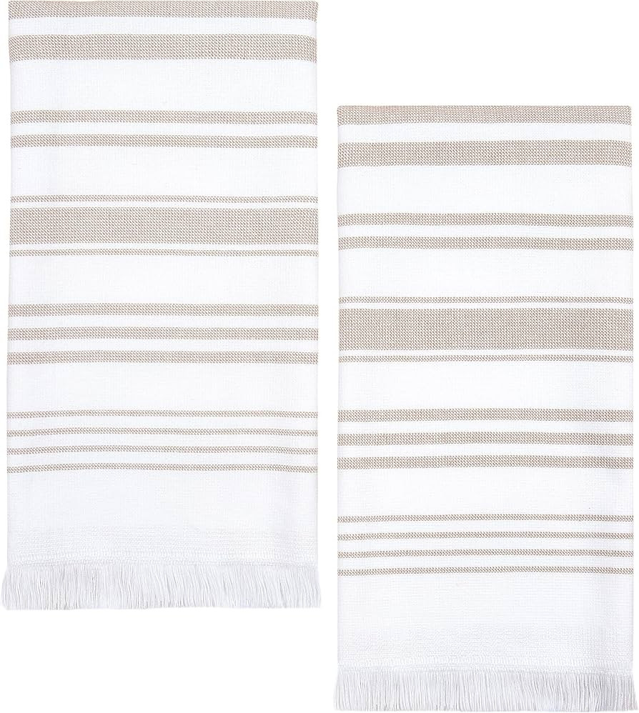 Hand Towels for Bathroom Set of 2, 100% Cotton, 28x16 in, Turkish White Soft and Absorbent Decora... | Amazon (US)