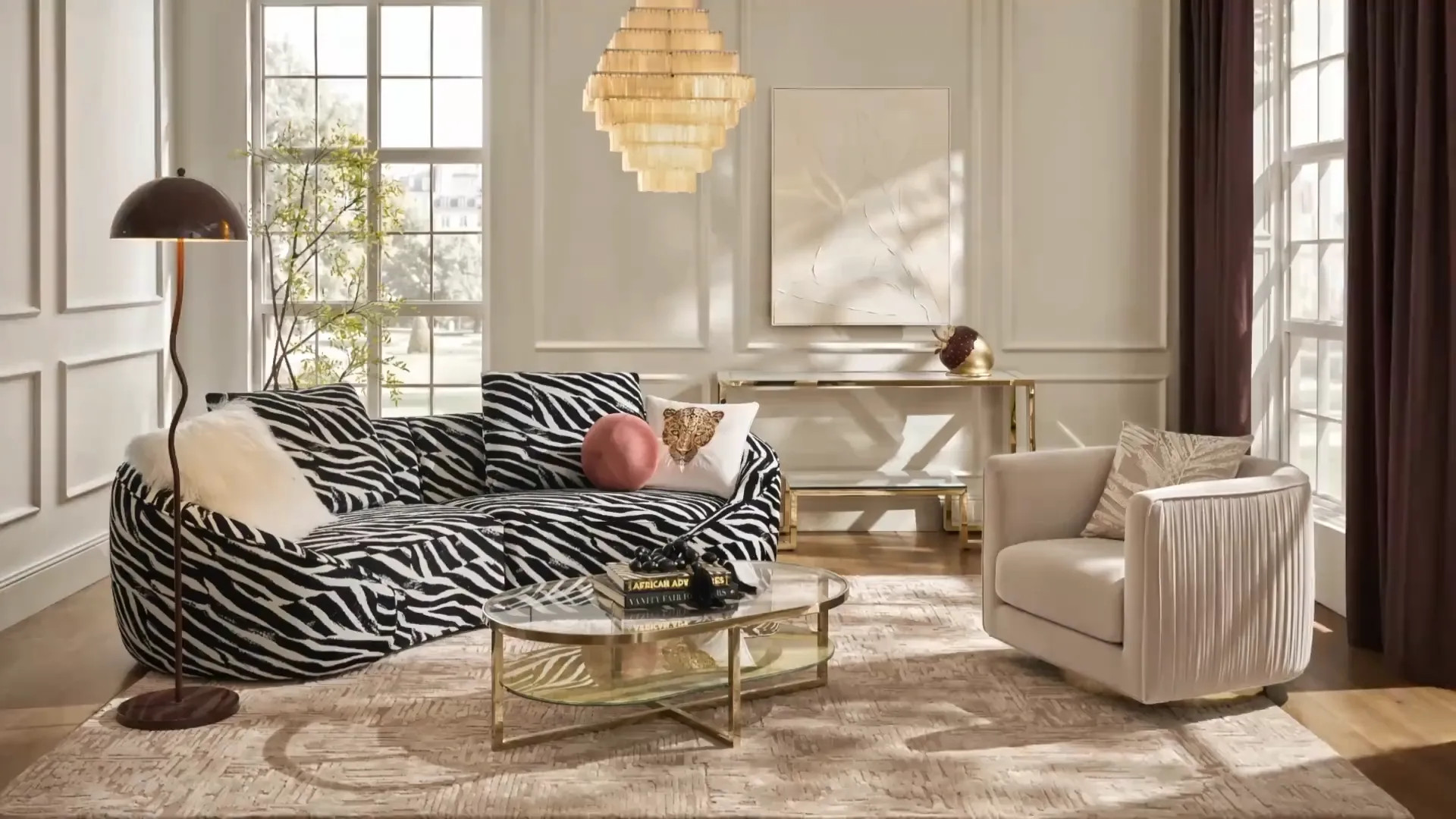 Lyssa Pleated Simply Taupe Velvet Swivel Accent Chair | Z Gallerie