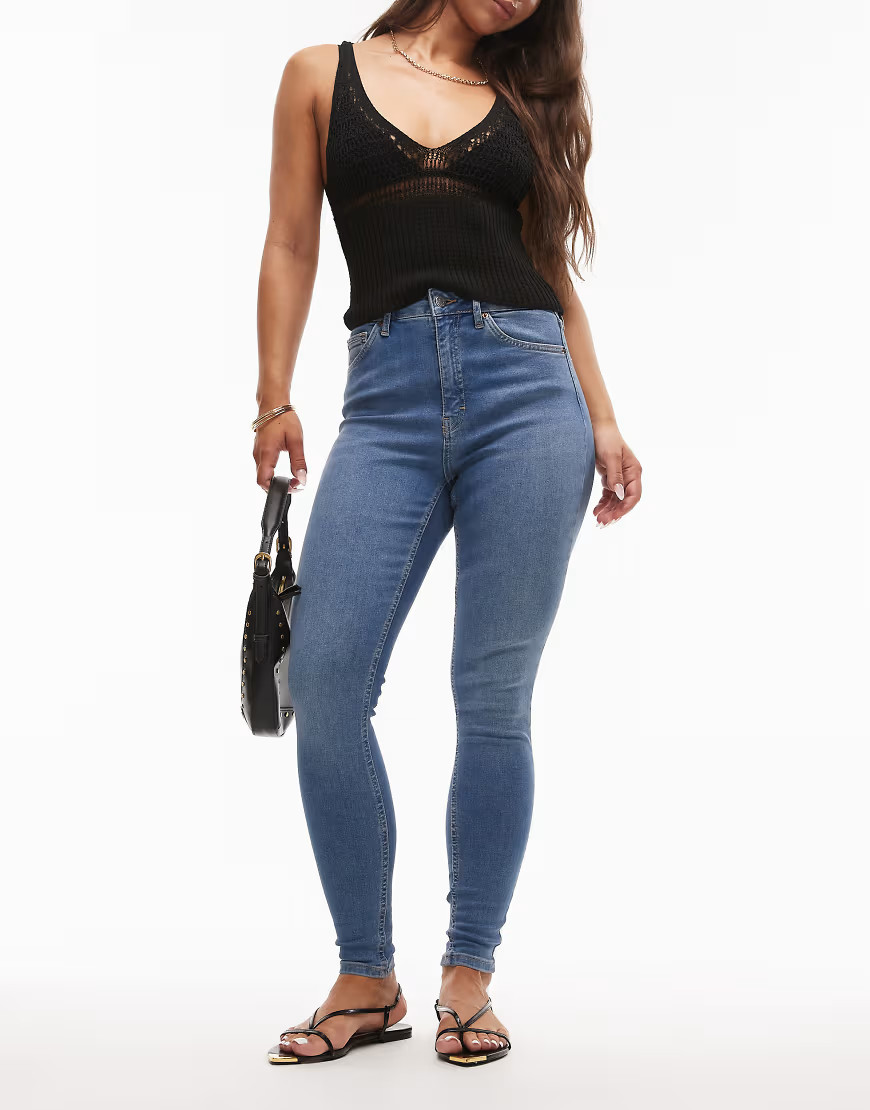 Topshop Hourglass Jamie high rise skinny jean in mid blue | ASOS (Global)