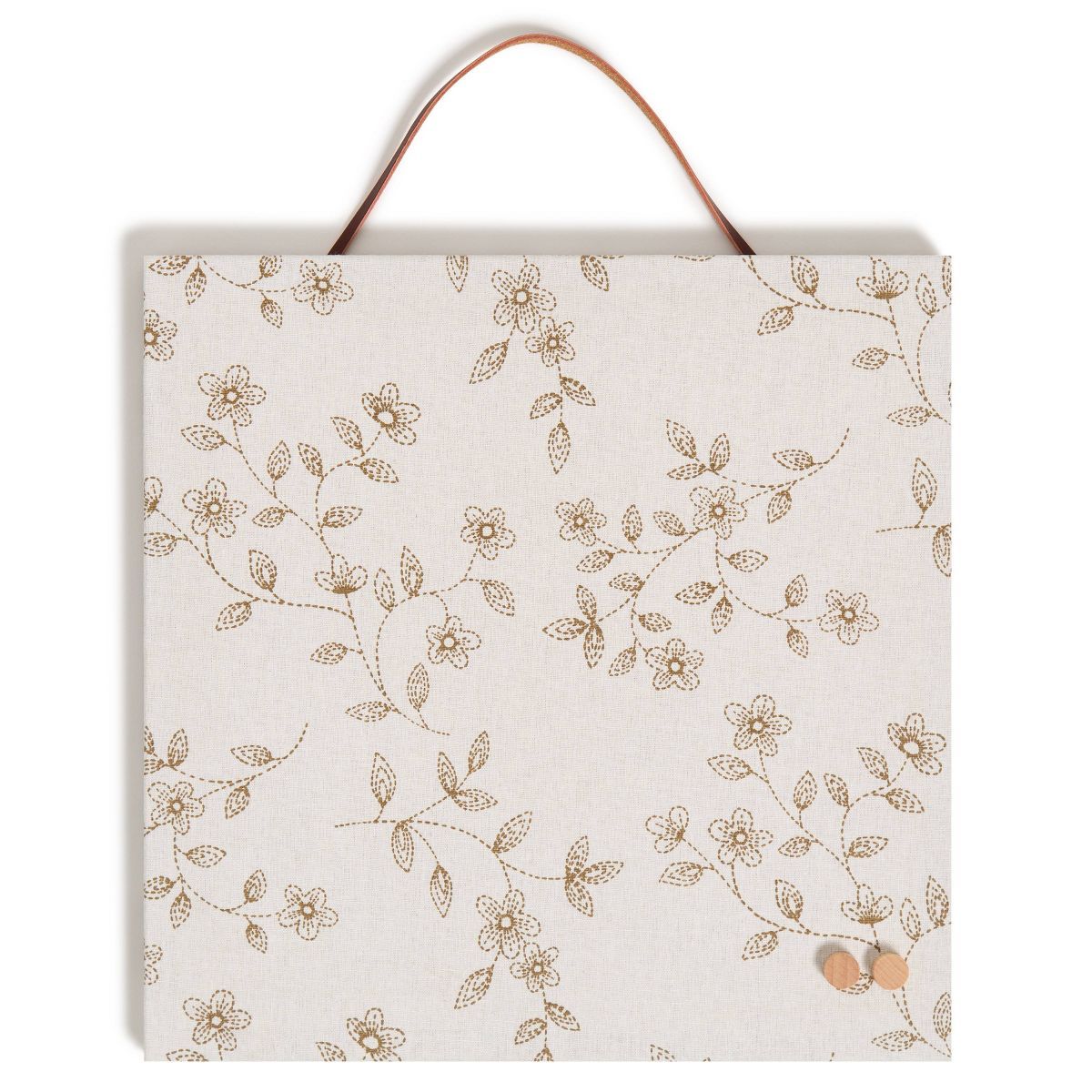 U Brands 12"x12" Printed Linen Bulletin Board with Leather Strap - Boho Floral | Target