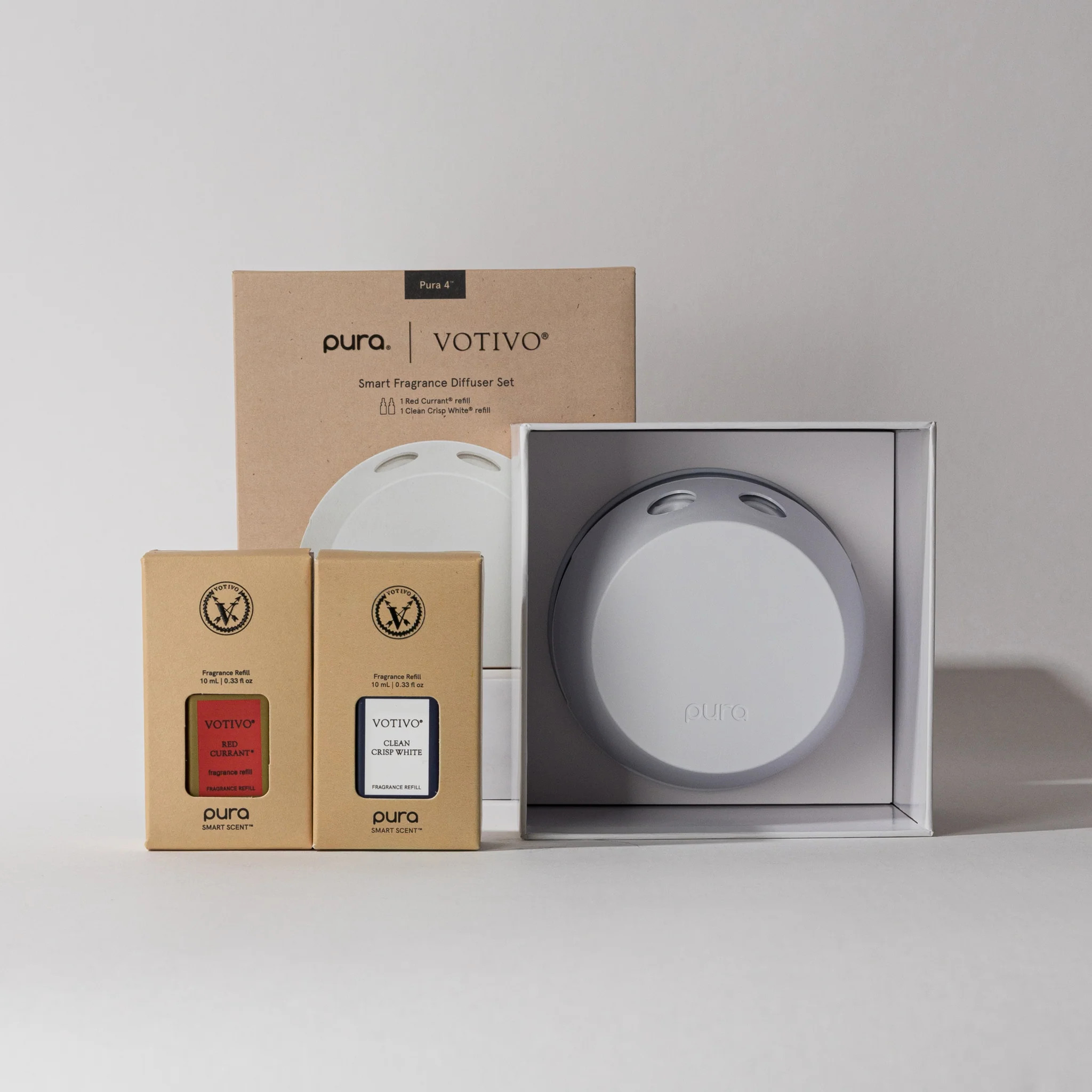 Red Currant & Clean Crisp White Pura + Votivo Smart Home Diffuser Set | Votivo