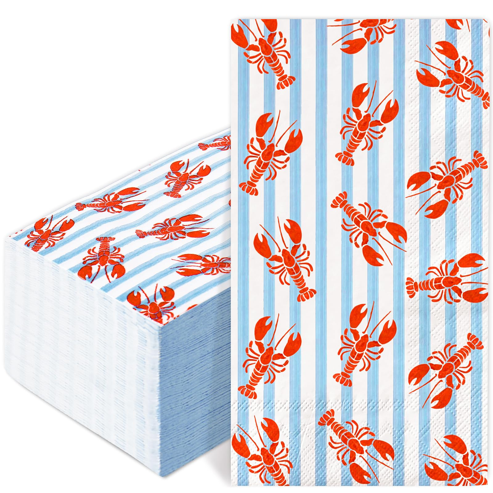JarThenaAMCS 50 Pcs Crawfish Guest Napkins Watercolor Summer Crayfish Stripe Paper Napkins Blue R... | Amazon (US)