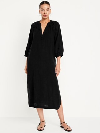 Crinkle Gauze Midi Dress | Old Navy (CA)