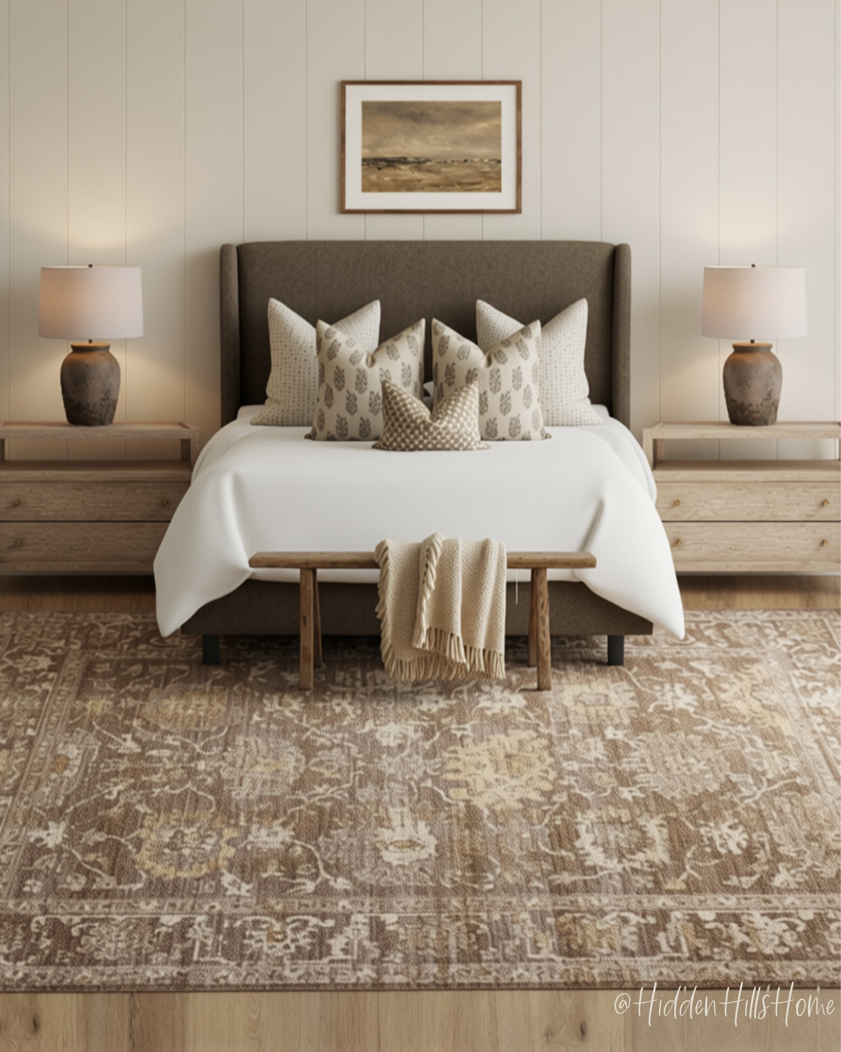 Primary bedroom design, bedroom mood board, organic modern bedroom design, bed, rug, nightstands #bed

#LTKHome #LTKSaleAlert #LTKSeasonal