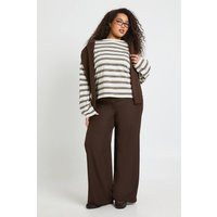boohoo Women's Plus Woven Pocket Detail Wide Leg Trouser in Chocolate | Size: 20 | boohoo (US & Canada)