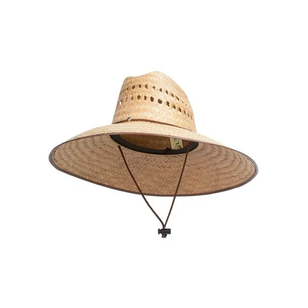 TopHeadwear Ultra 5" Wide Brim Straw Sun Hat w/ Panel Holes Brown Trim - Natural - Walmart.com | Walmart (US)