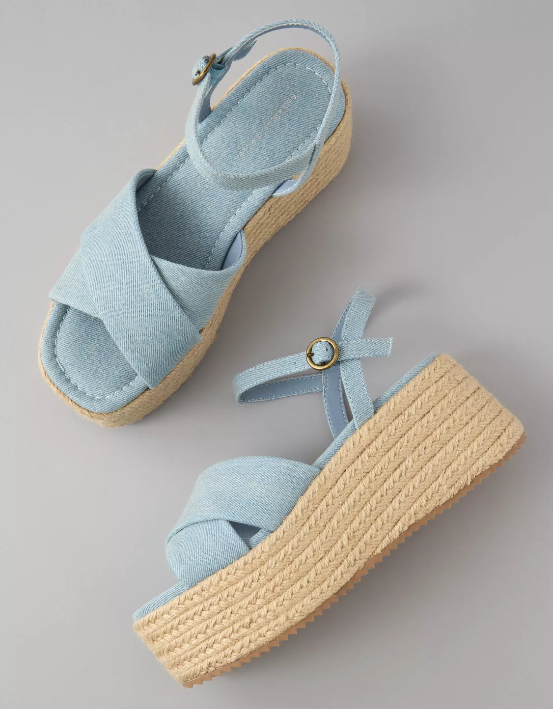 AE Denim Flatform Wedge Sandal | American Eagle Outfitters (US & CA)