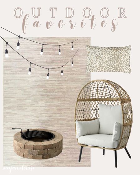 get your backyard ready for summer time with these outdoor furniture and decor pieces!
outdoor egg chair
fire pit
outdoor rug
outdoor pillow
outdoor string lights  

#LTKSeasonal #LTKhome #LTKsalealert
