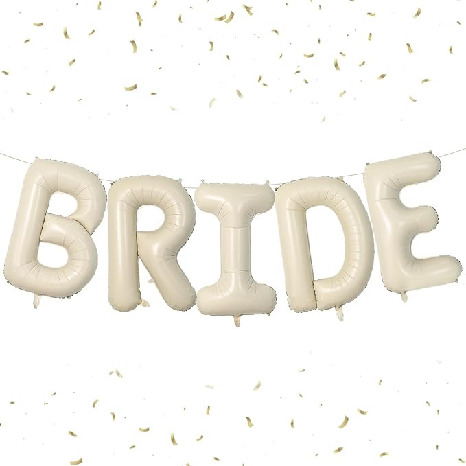Biapian 40 Inch BRIDE Letter Balloons, Big Cream BRIDE Foil Balloons, 5 Pcs Giant Foil Large Alum... | Amazon (US)