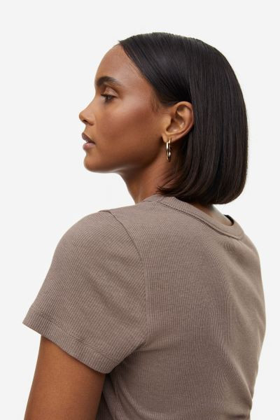 Ribbed modal-blend T-shirt | H&M (UK, MY, IN, SG, PH, TW, HK)