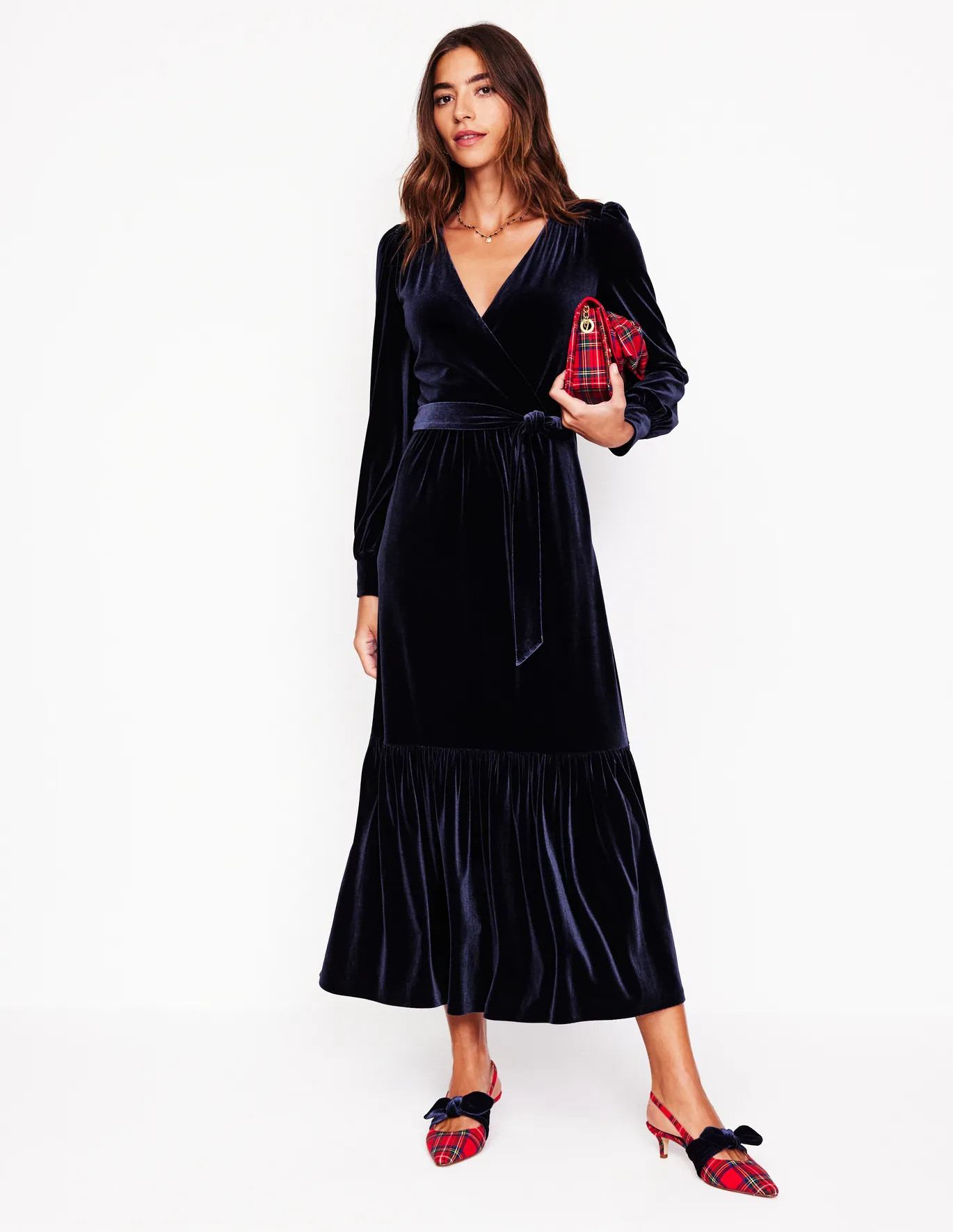 Ophelia Velvet Midi Wrap Dress | Boden (US)