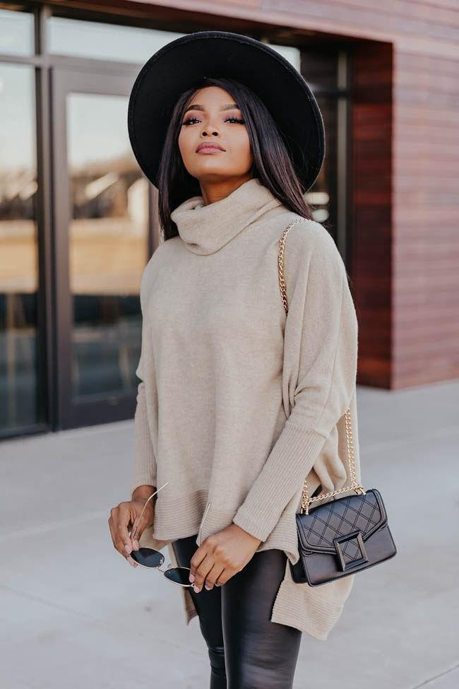 We Can Go The Distance Taupe Dolman Sweater | The Pink Lily Boutique