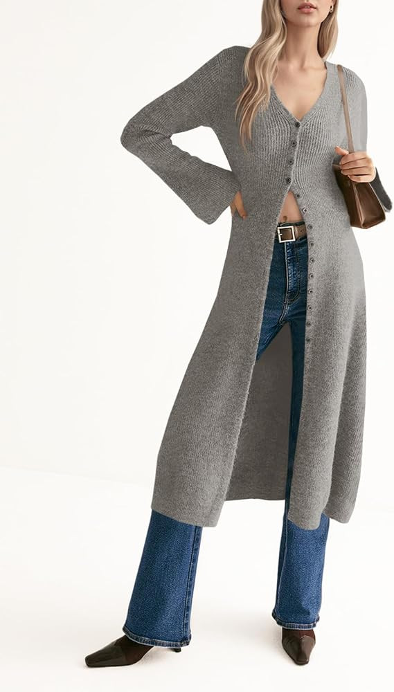 Saodimallsu Womens Long Cardigan Sweaters Button Down Midi Knit Dress | Amazon (US)