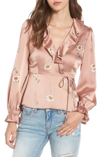 Women's Astr The Label Chantilly Wrap Blouse | Nordstrom