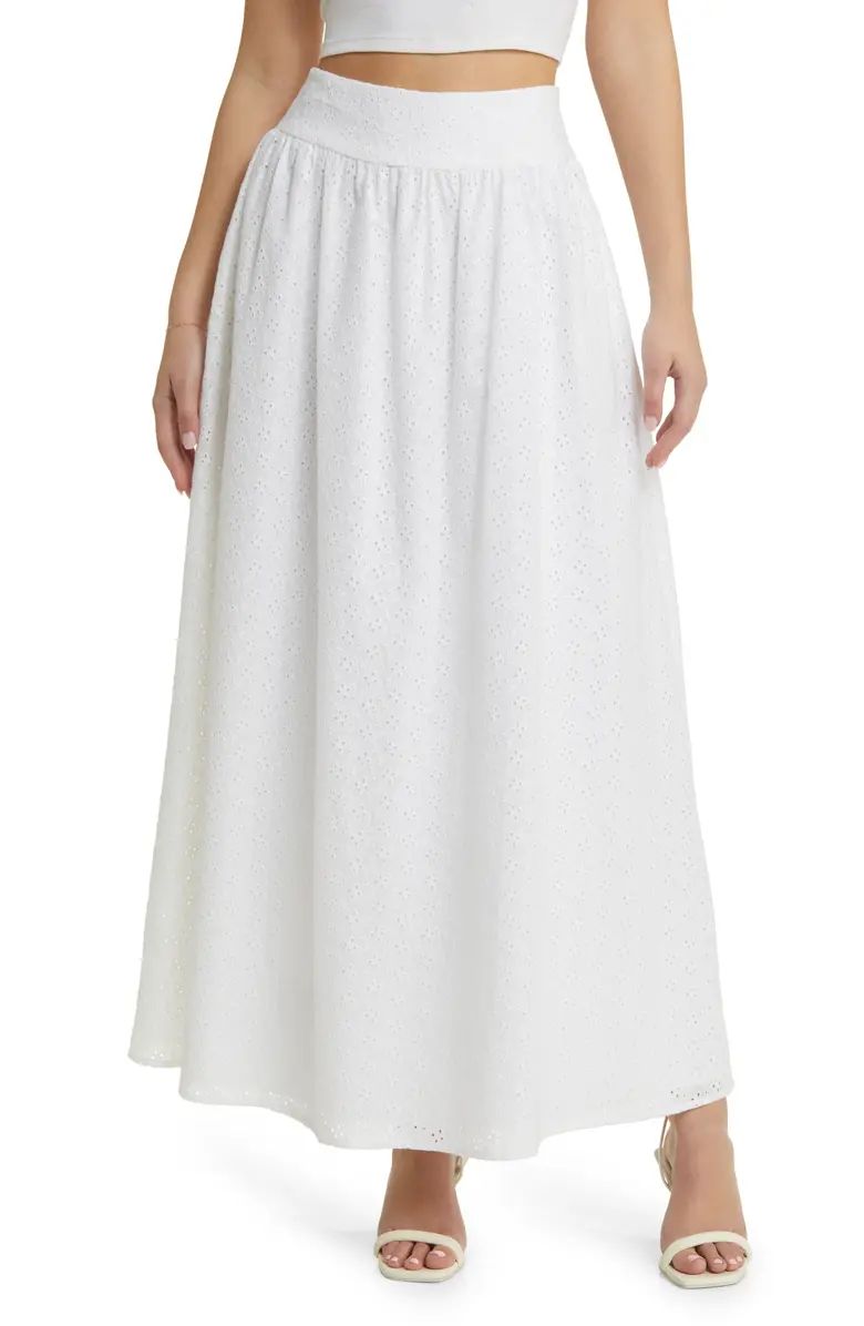 Catalina Embroidered Eyelet Cotton Maxi Skirt | Nordstrom