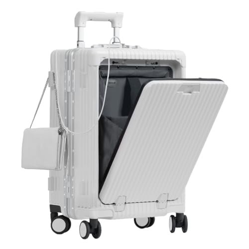 Nobl Travel Carry On Luggage, Noble Zipperless Aluminum Frame PC Hard Shell Suitcase, 20.8"x15"x8.7" Airline Approved, 360° Spinner Wheels, TSA Locks, USB Charging Port, Cup & Phone Holder - Ivory | Amazon (US)