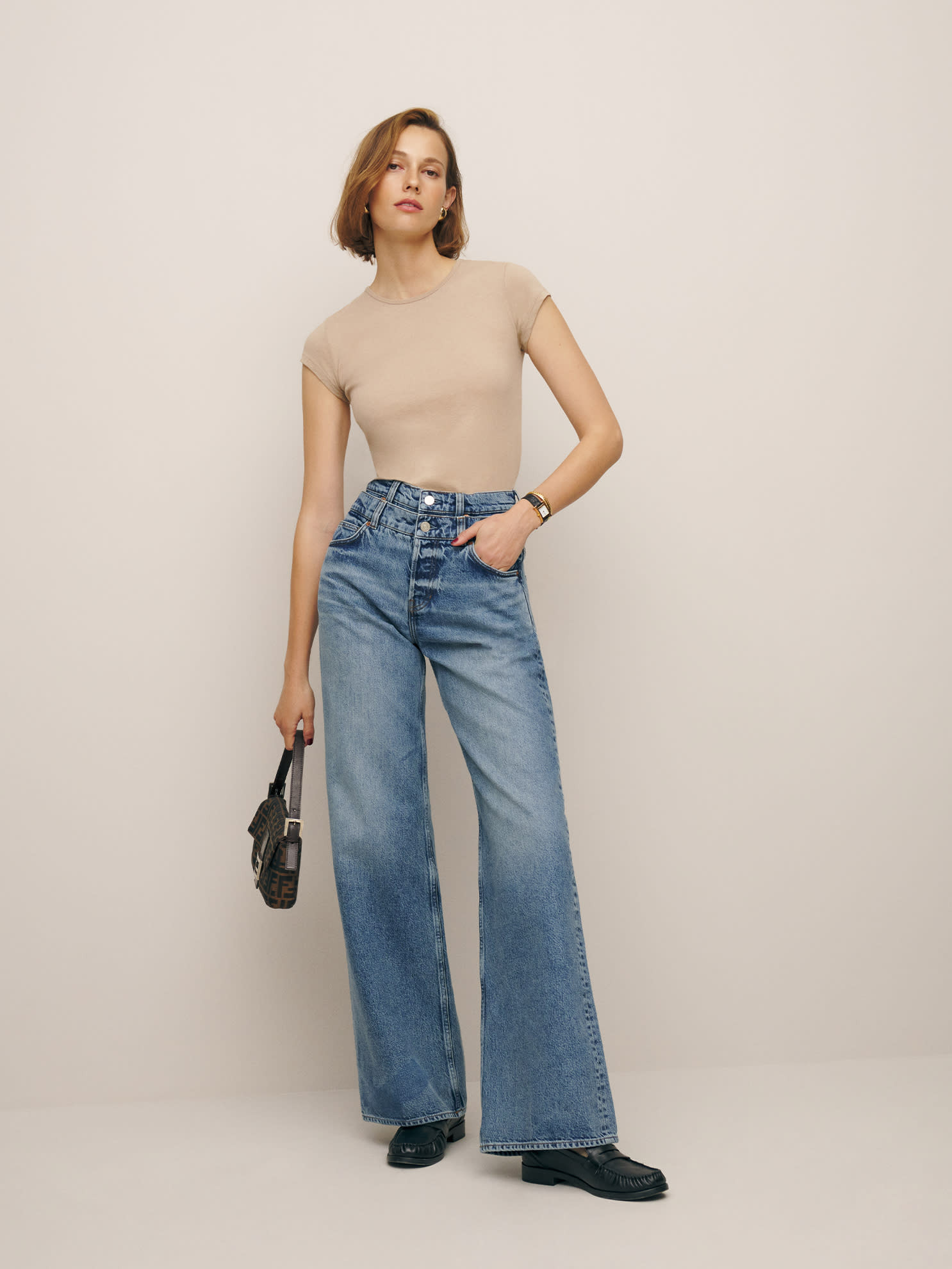 Cary Double Waistband High Rise Slouchy Wide Leg Jeans | Reformation (Global)