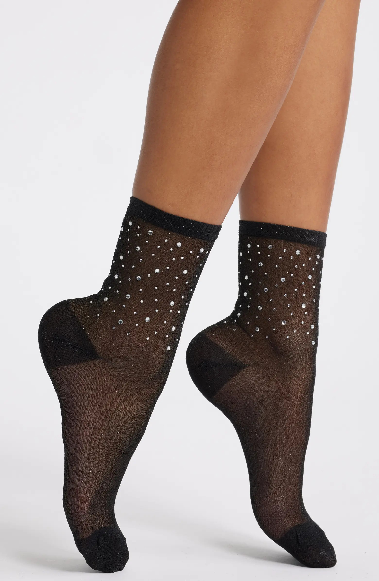 Rhinestone Metallic Quarter Socks | Nordstrom