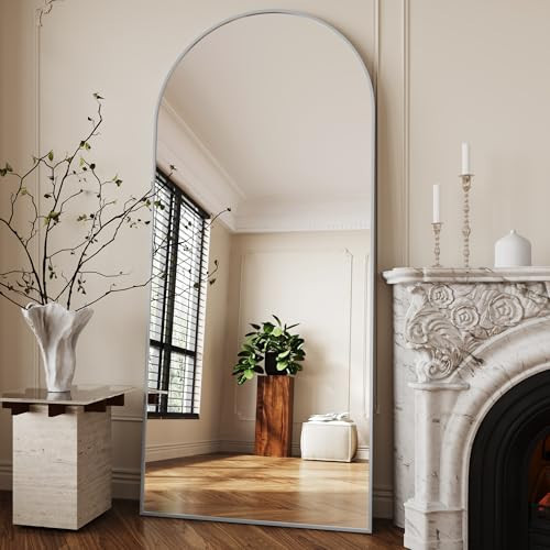 AUYHM 34"x76"Standing Mirror Full Length,Nano Glass Large Mirror Full Length, Arched Floor Mirrors,Silver Mirror,Tall Mirrors Full Body | Amazon (US)