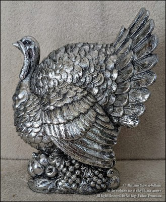 NEW SILVER THANKSGIVING LARGE TURKEY FIGURE FALL AUTUMN TABLE MANTEL DECORATION | eBay US